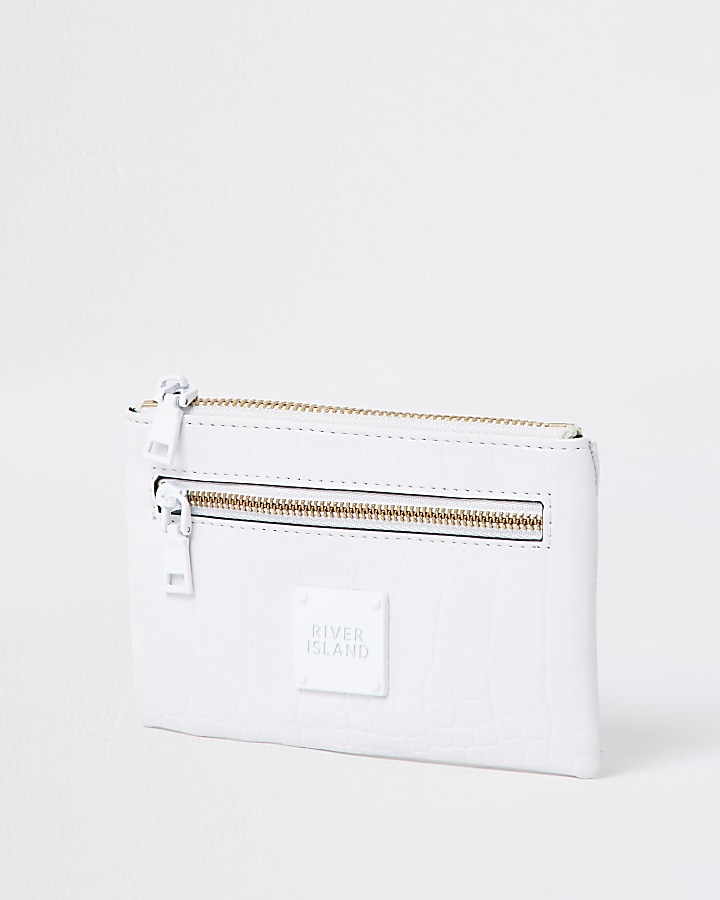 White mini zip pouch purse