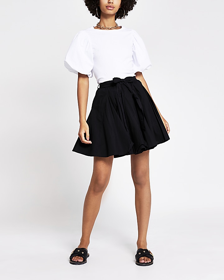 Black full hem mini Tennis skirt