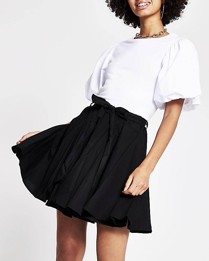 Black full hem mini Tennis skirt