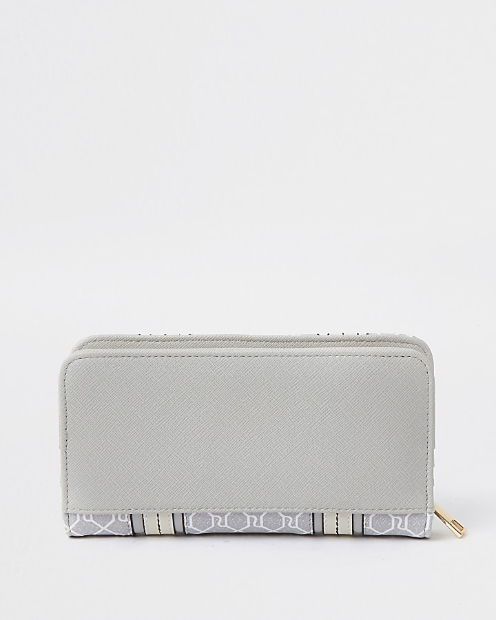 Grey RI monogram print purse