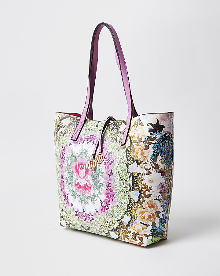 Pink print shopper tote bag