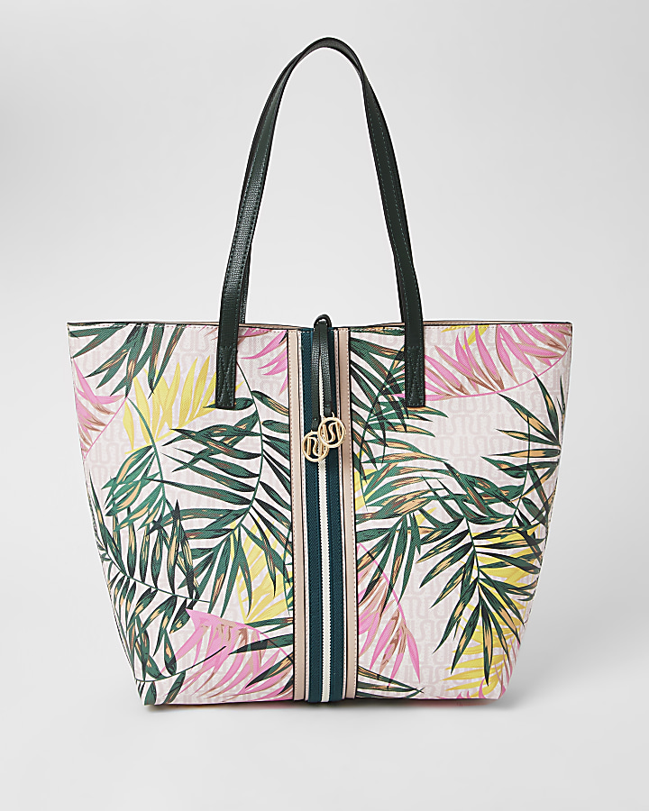 Pink tropical print shopper tote Handbag