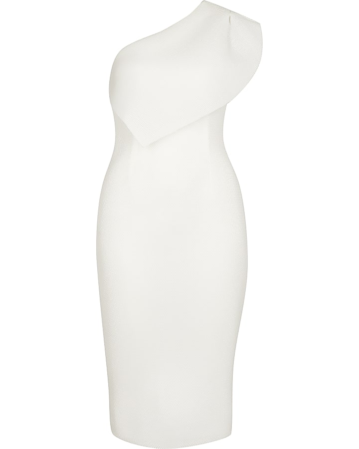 White midi fishnet bodycon dress