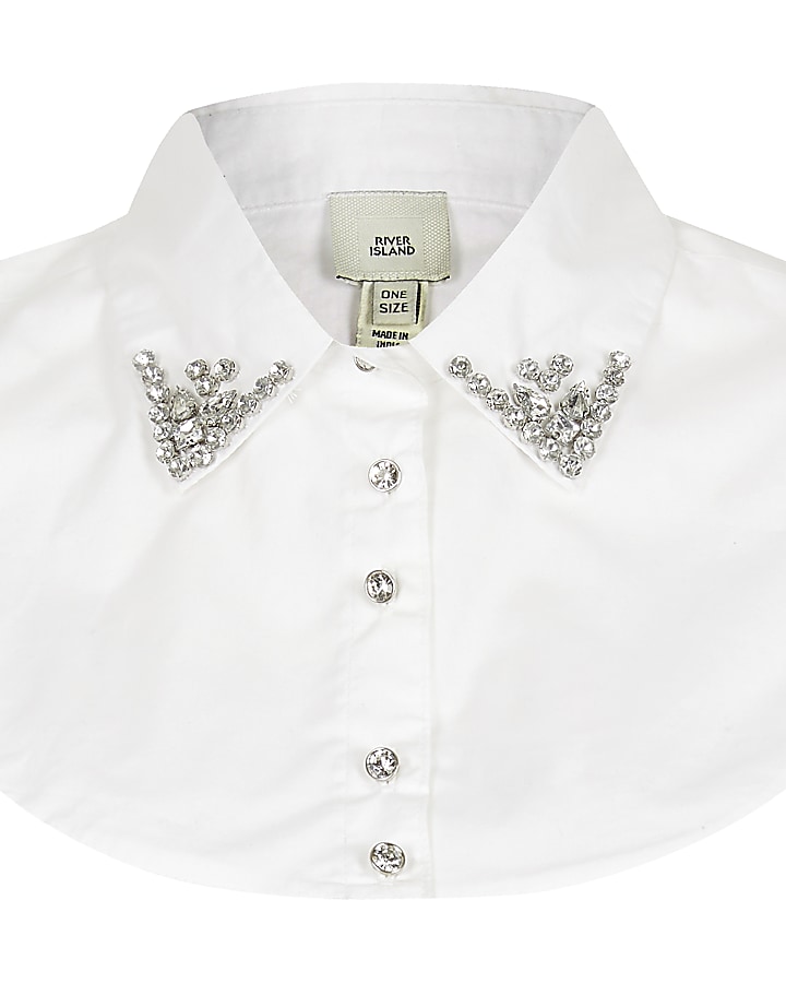 White embellished collar bib