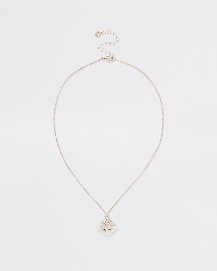 Rose gold colour short diamante necklace