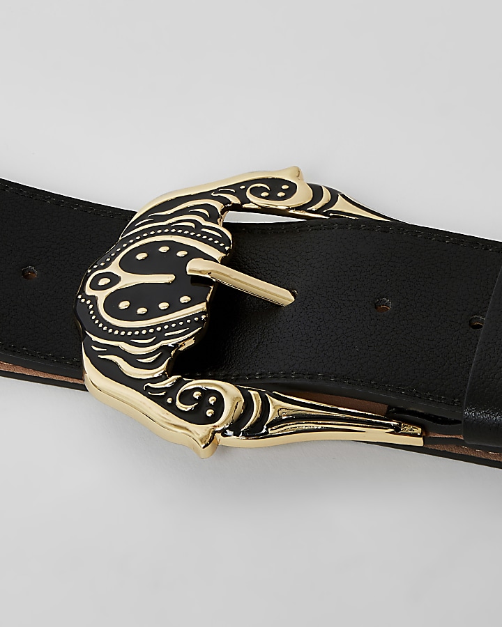 Black oversized Western buckle belt