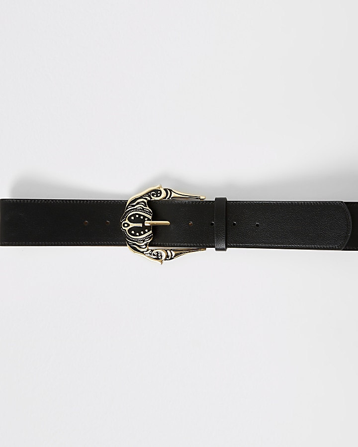 Black oversized Western buckle belt