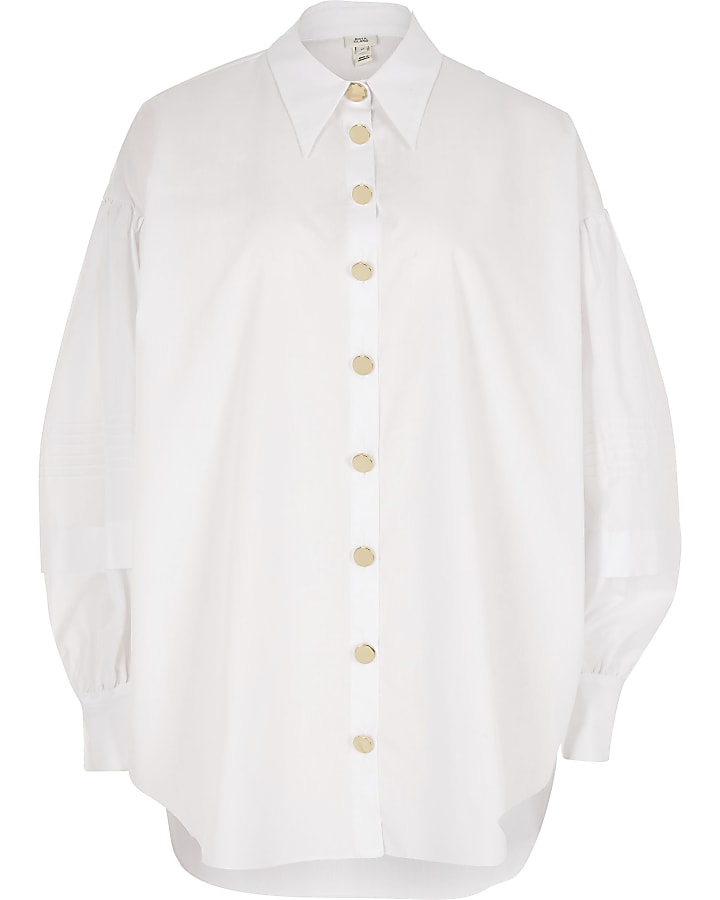 White puff layered sleeve shirt