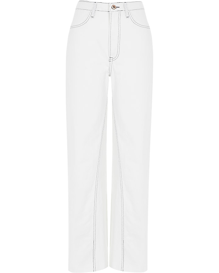 White high waisted wide leg jeans