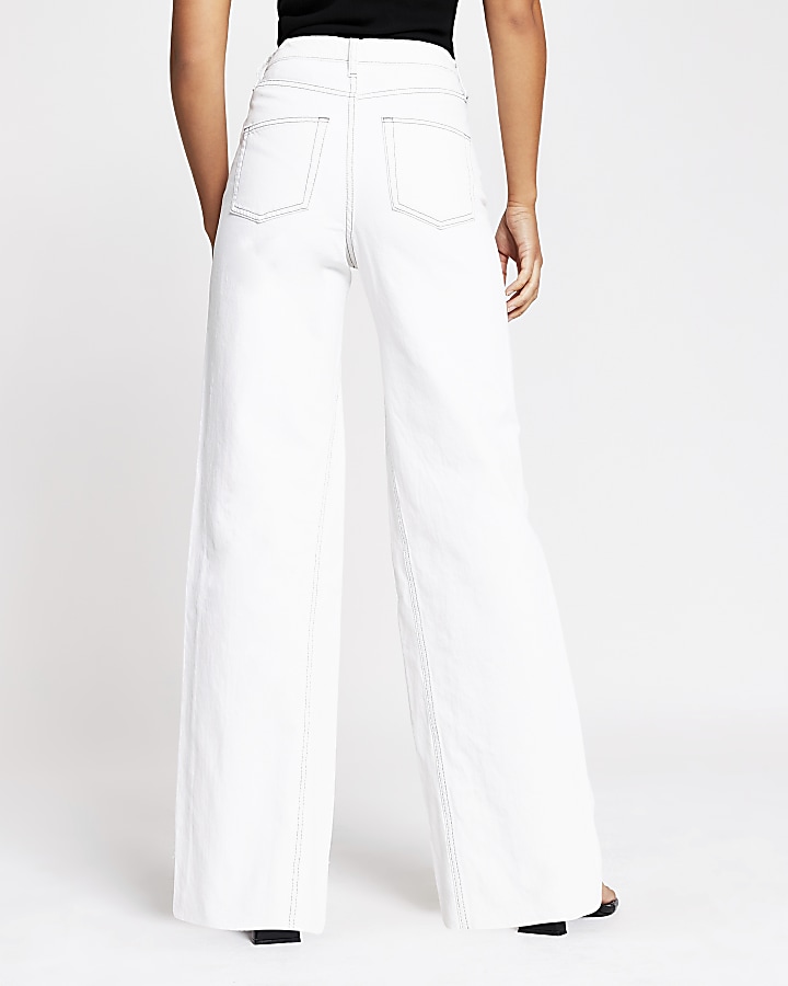 White high waisted wide leg jeans