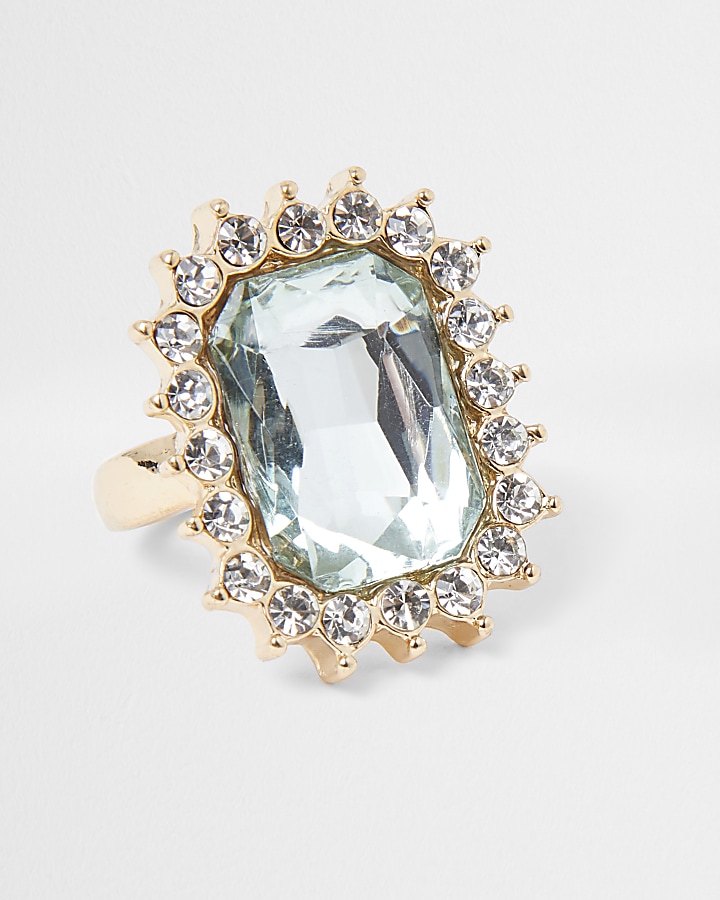 Gold Tone Jeweled Cocktail Ring