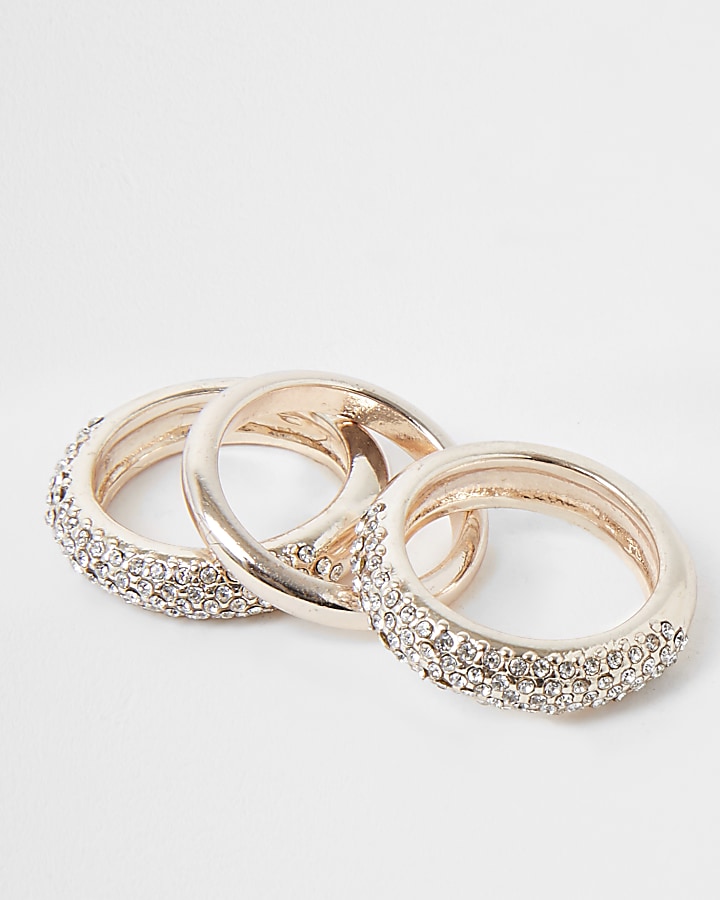 Rose gold pave ring pack