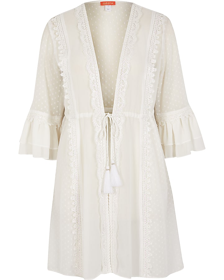 White lace embroidered beach kaftan