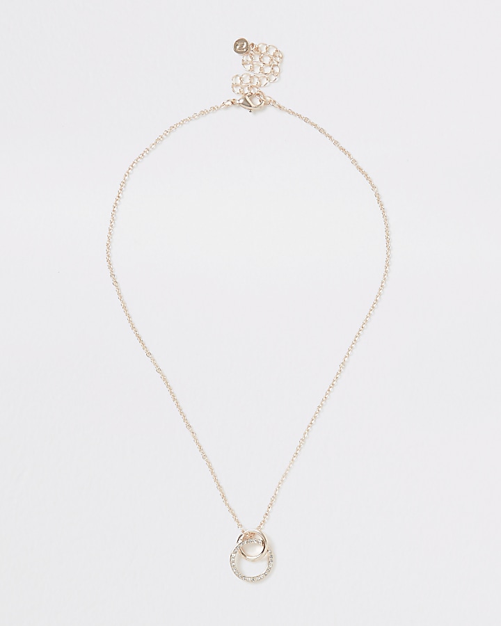 Rose gold colour interlink diamante necklace