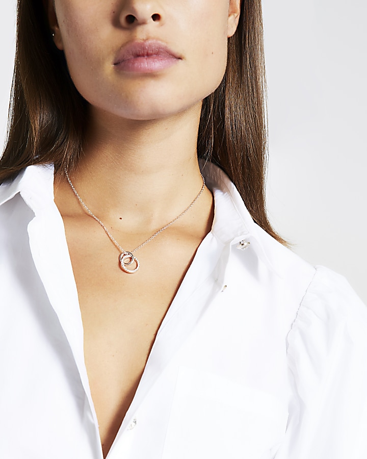 Rose gold colour interlink diamante necklace