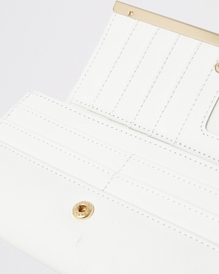 White jewel embellished cliptop purse
