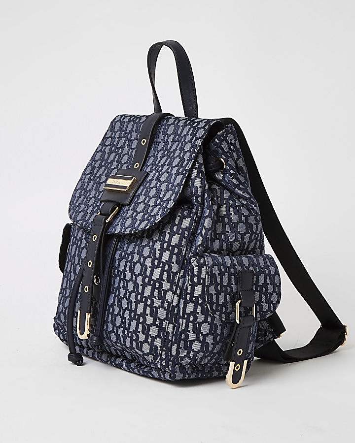 Blue RI jacquard lock front backpack