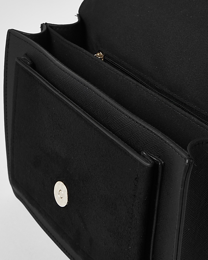 Black foldover crossbody satchel bag