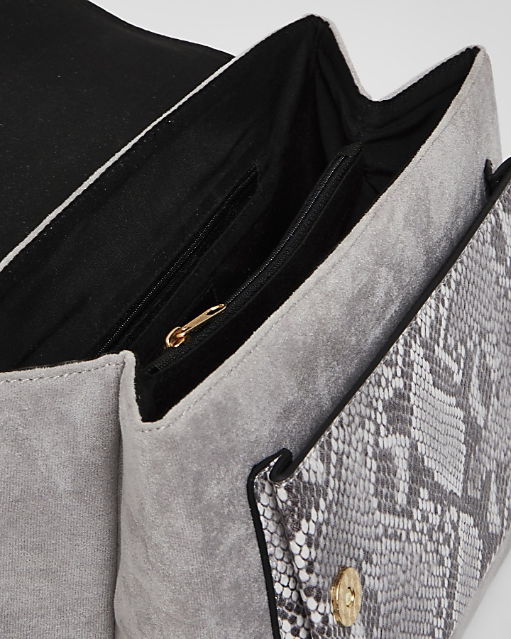 Grey snake print cross body Handbag