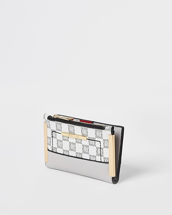 Grey RI checkerboard mini fold out purse