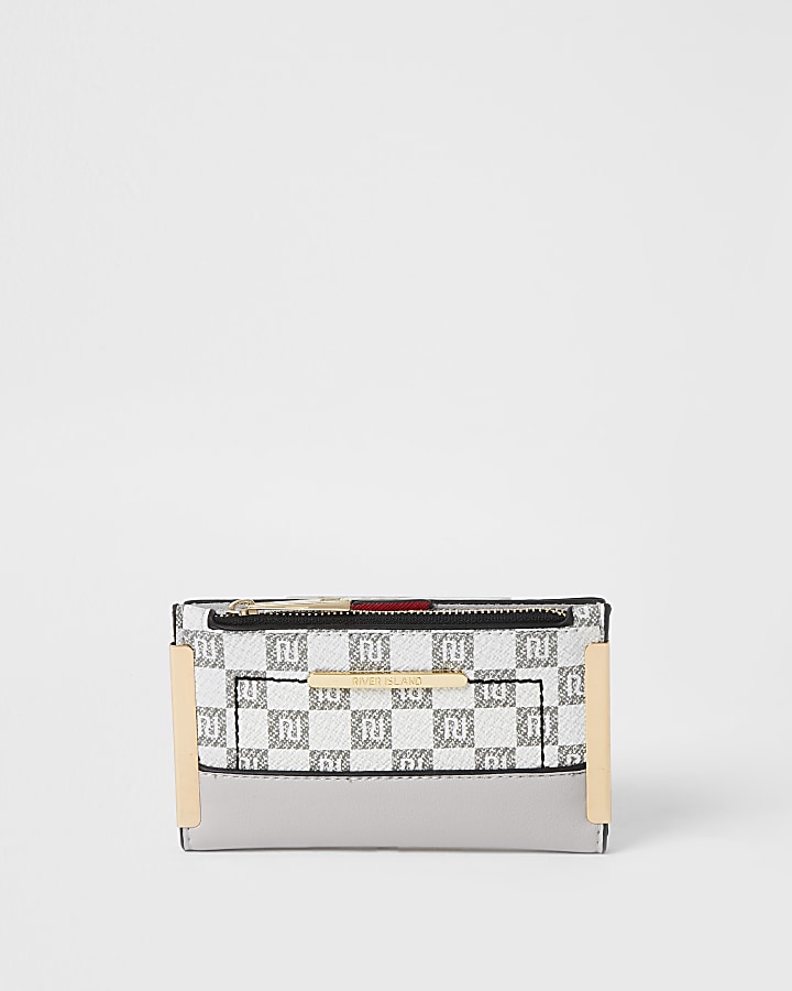 Grey RI checkerboard mini fold out purse