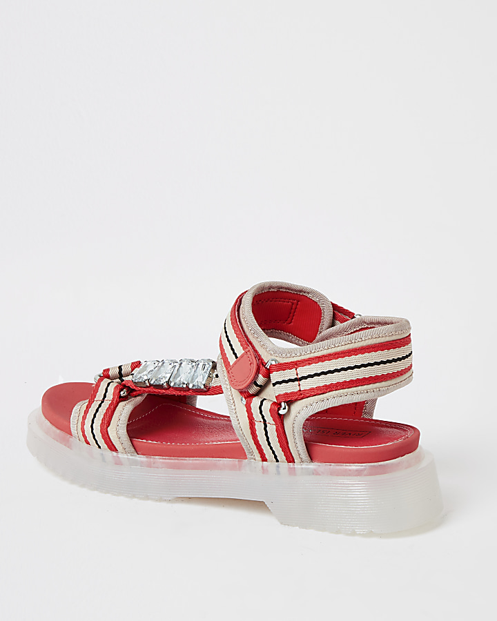 Coral stripe strappy gum sole sandals