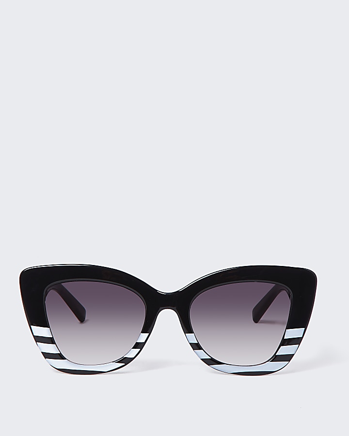 Black stripe oversized glam sunglasses