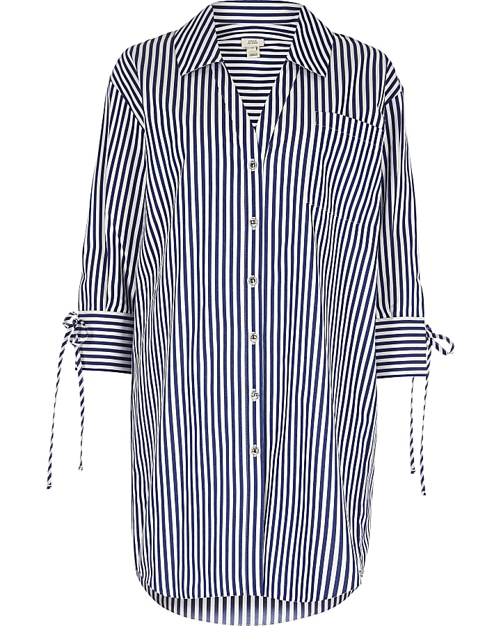 Blue stripe oversized shirt dress