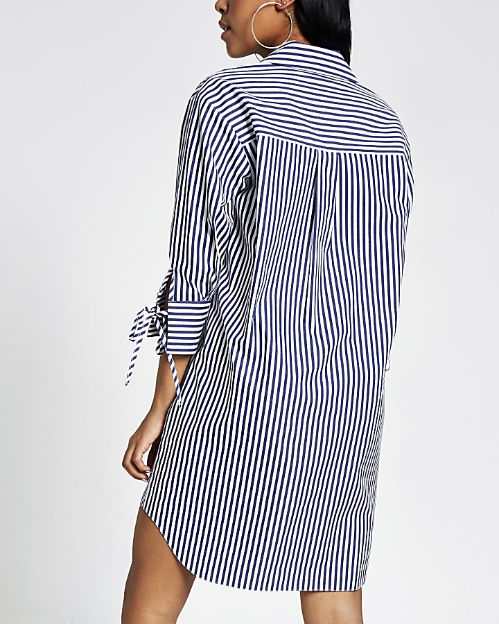 Blue stripe oversized shirt dress