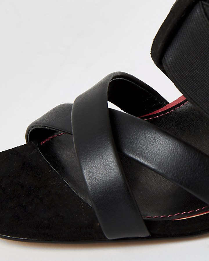 Black elasticated strap wide fit sandals