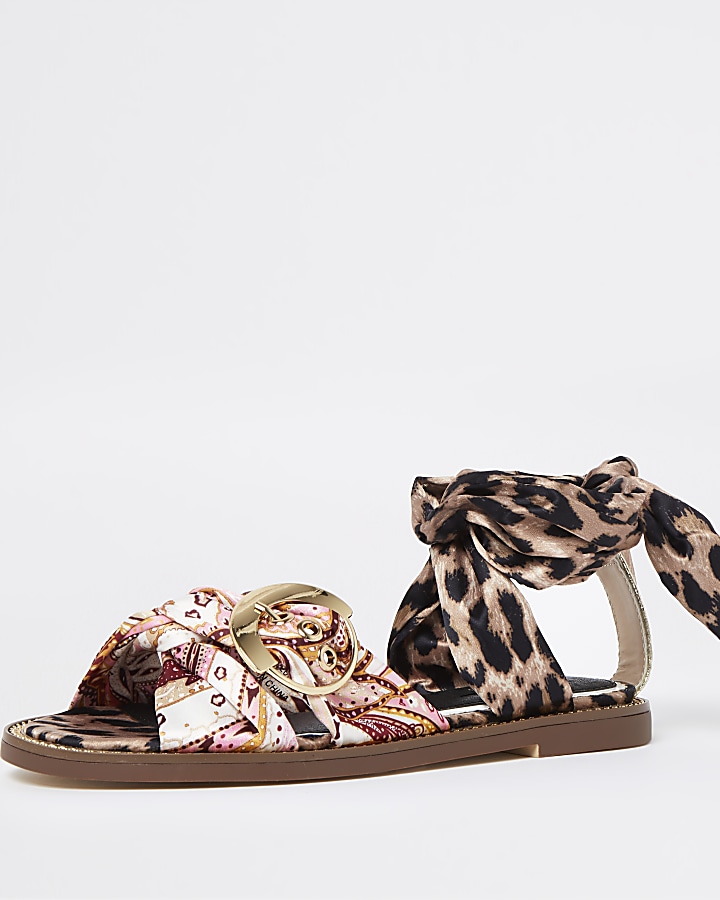 Pink wide fit animal print sandals
