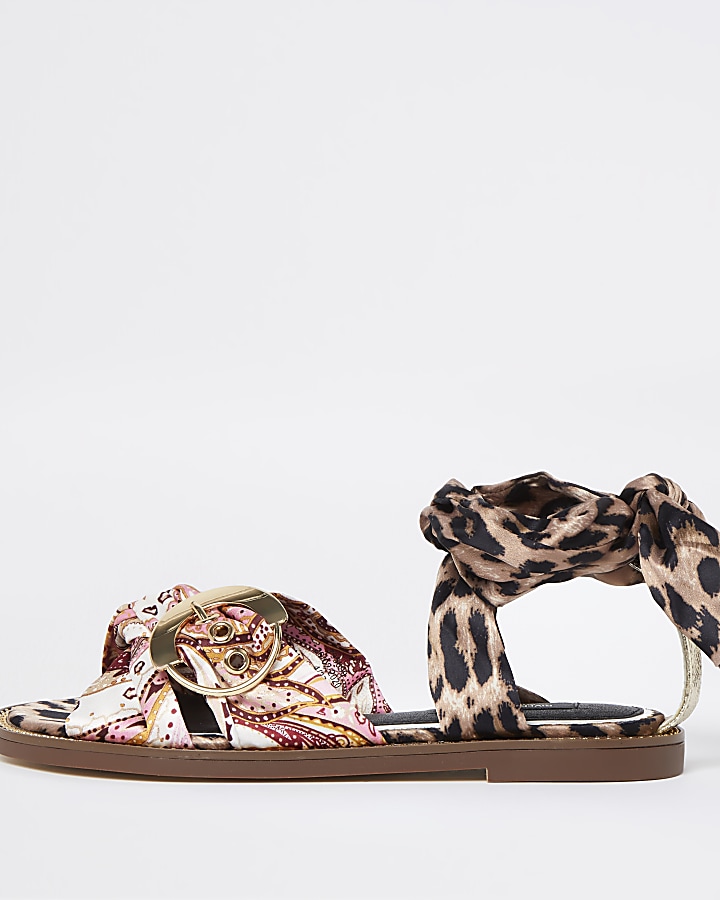 Pink wide fit animal print sandals