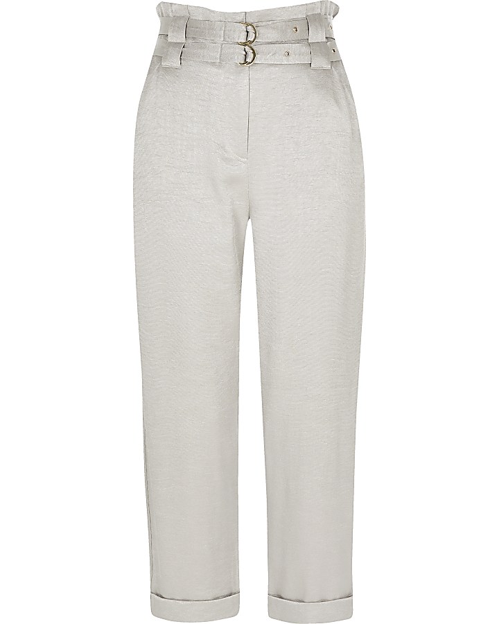 Silver belted utility peg trouser
