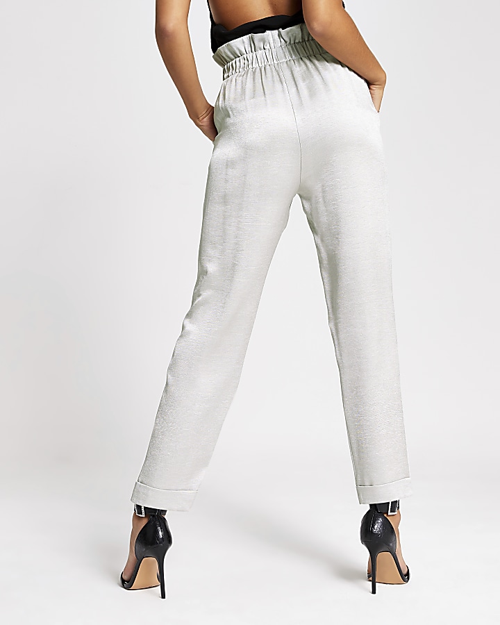 Silver belted utility peg trouser
