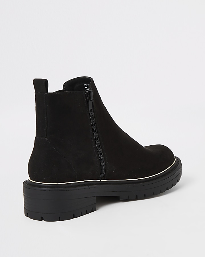 Black suedette chunky ankle boots
