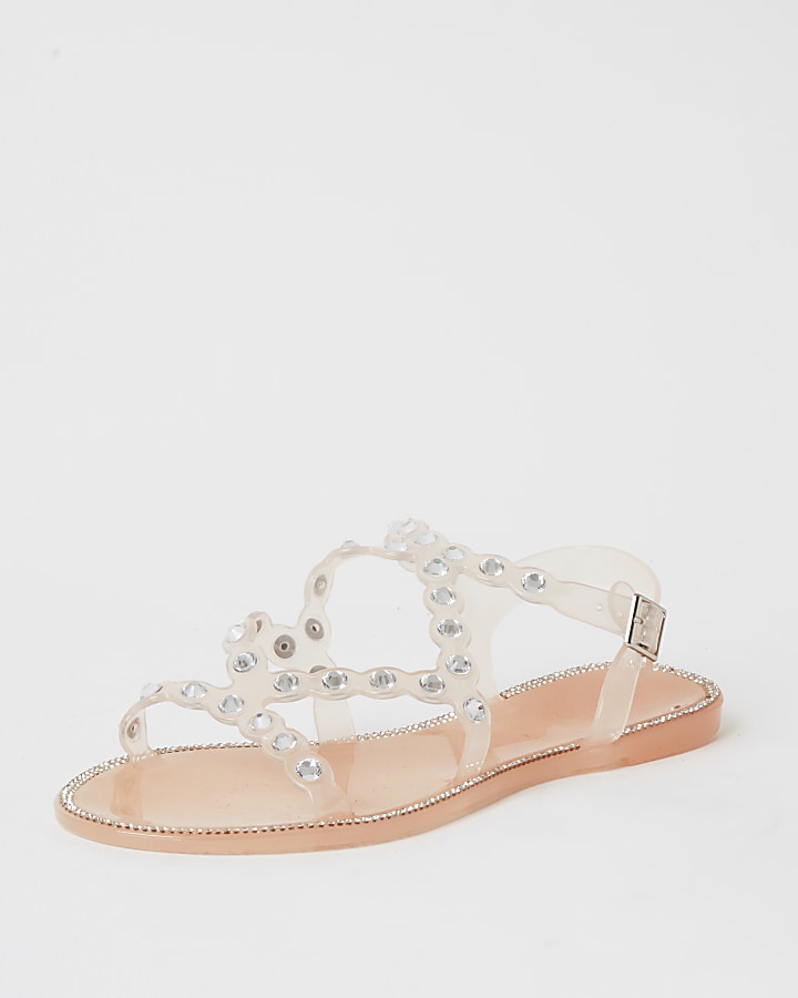 Pink diamante jelly sandals
