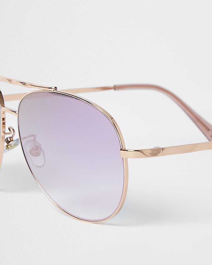 Rose Gold iridescent aviator sunglasses