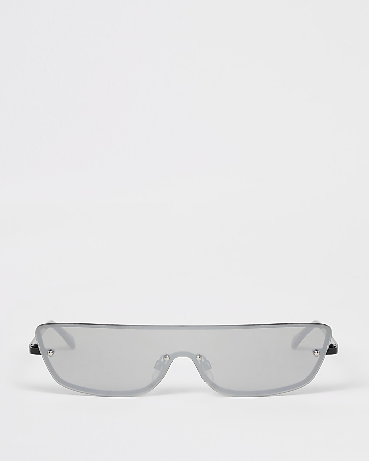 Black rimless half visor sunglasses