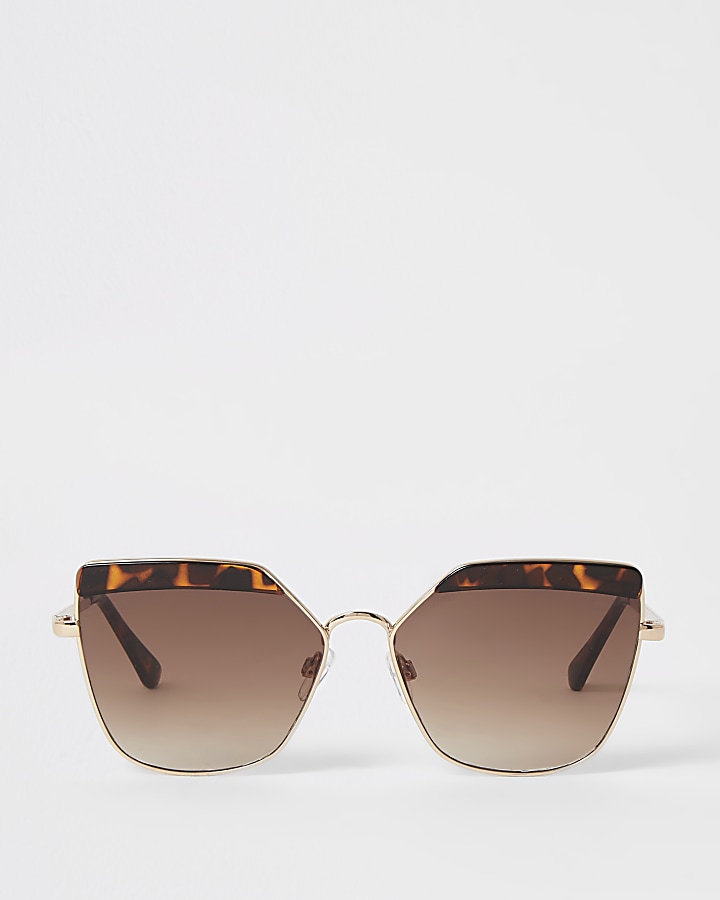 Gold tortoiseshell retro glam sunglasses