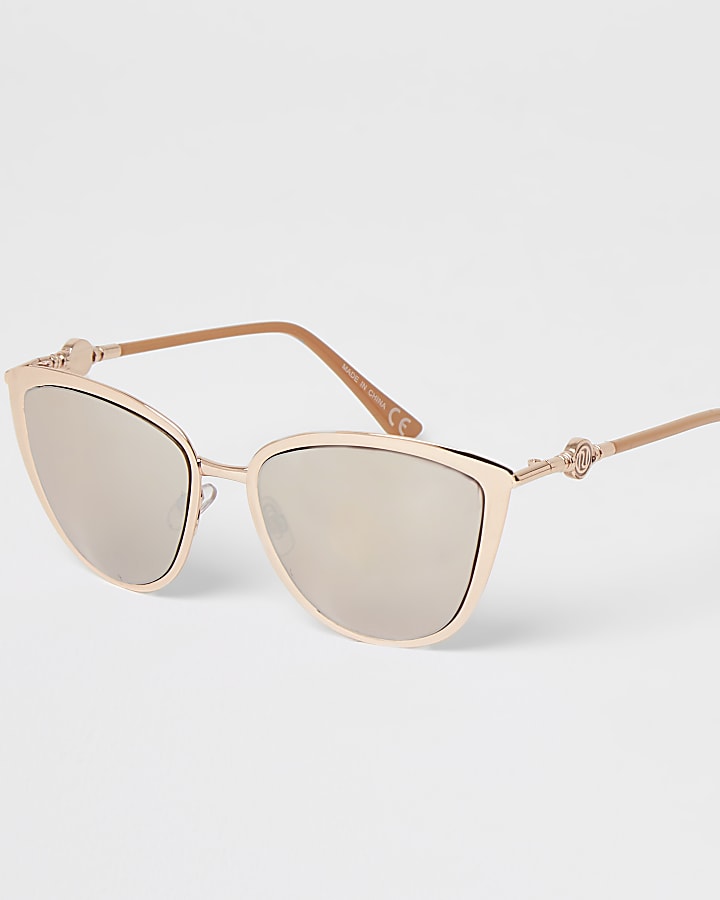 Rose gold cateye mirrored sunglasses