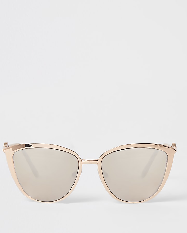 Rose gold cateye mirrored sunglasses