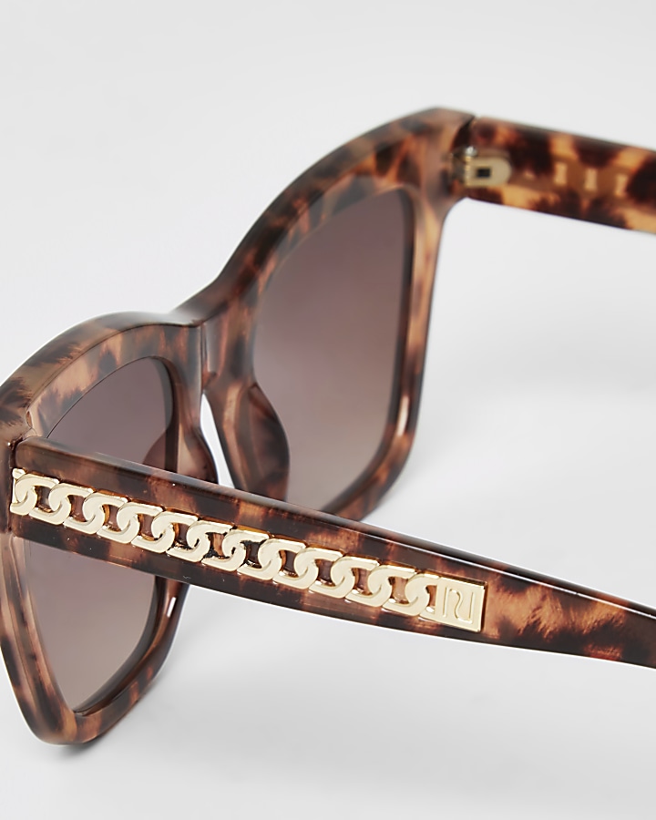 Brown leopard print chain arm sunglasses