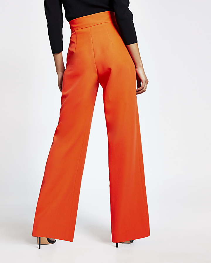 Orange button high waist wide leg trousers