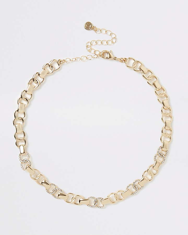 Gold colour interlinked choker necklace