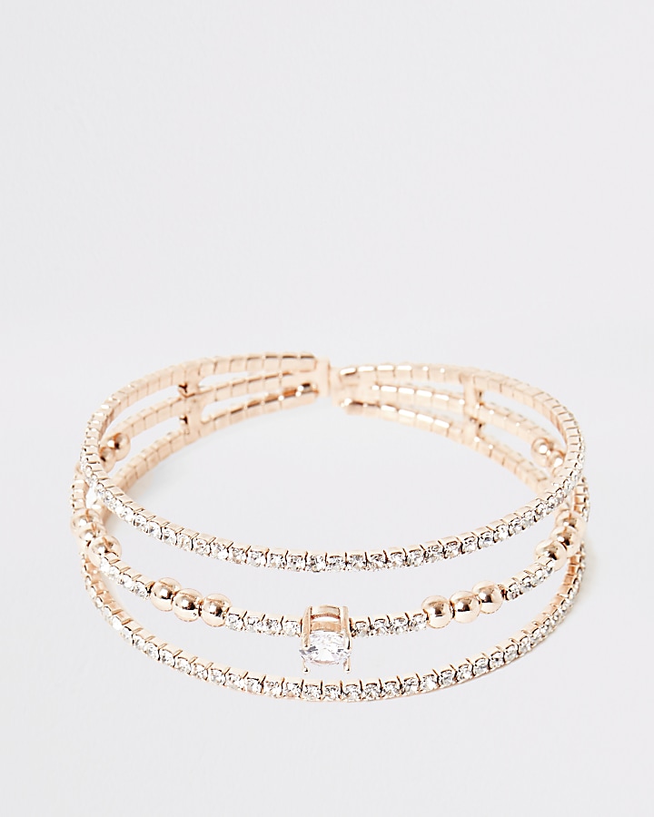 Rose gold colour layered cuff bracelet