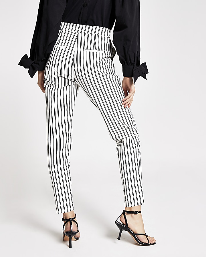 White stripe ponte cigarette trousers