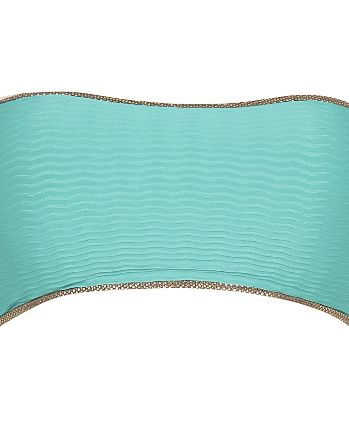Turquoise textured bandeau bikini top