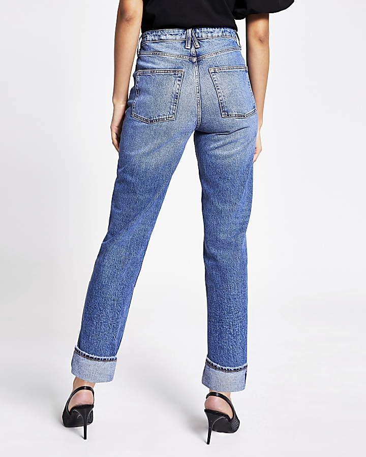 Blue straight super high rise jeans
