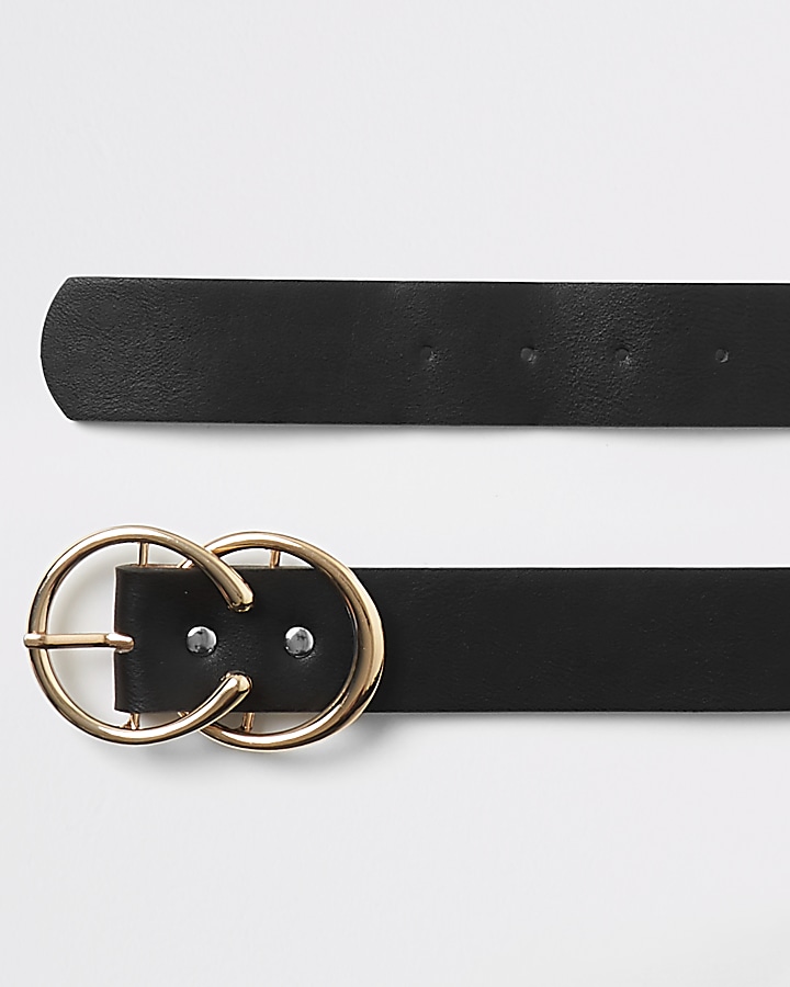 Black double ring boxed belt