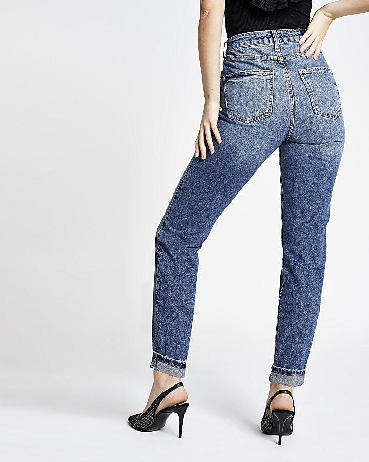 Blue ripped Carrie high rise Mom jeans